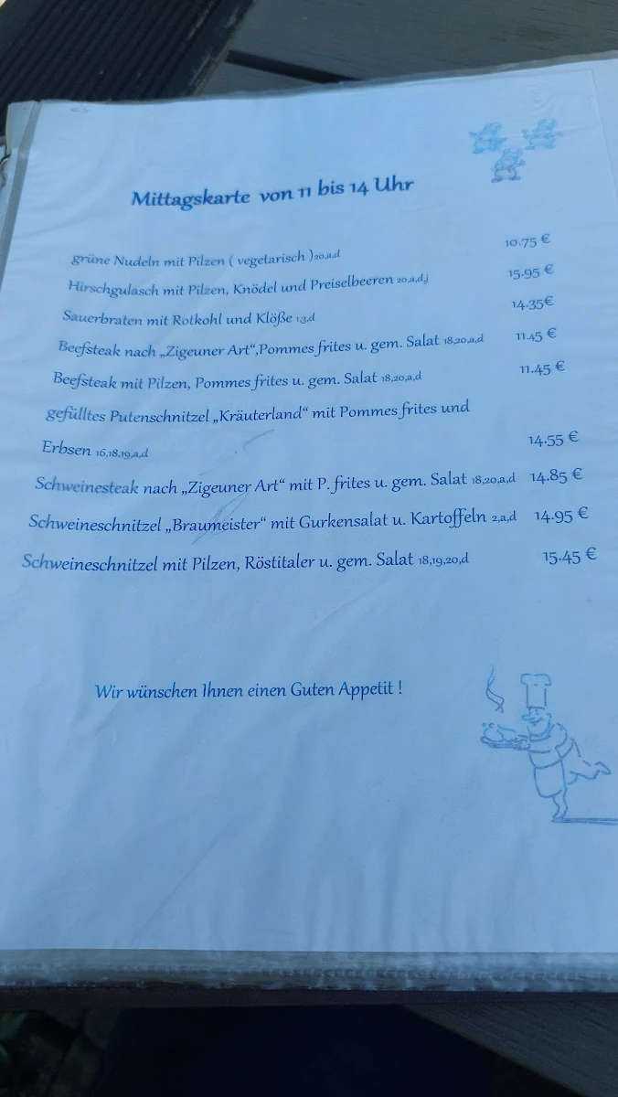 Speisekarte, Restaurant „Zur 5er Brücke“