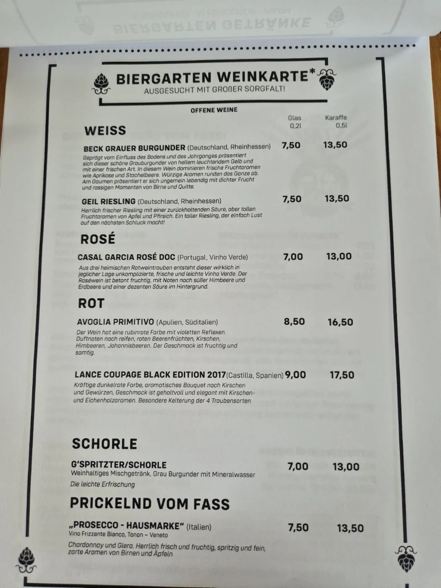 Speisekarte, Zum Glück - Gaumenfreuden & Gerstensaft
