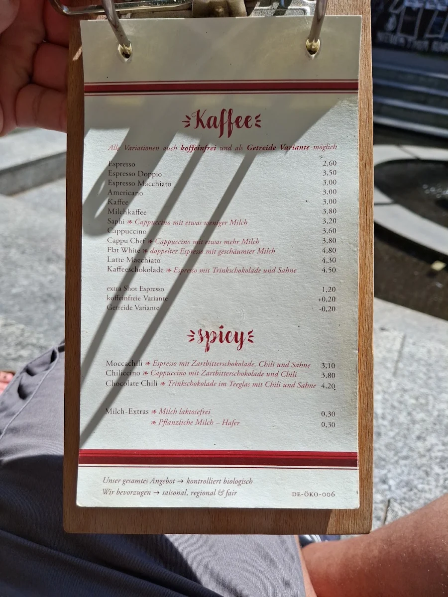Speisekarte, Moccachili
