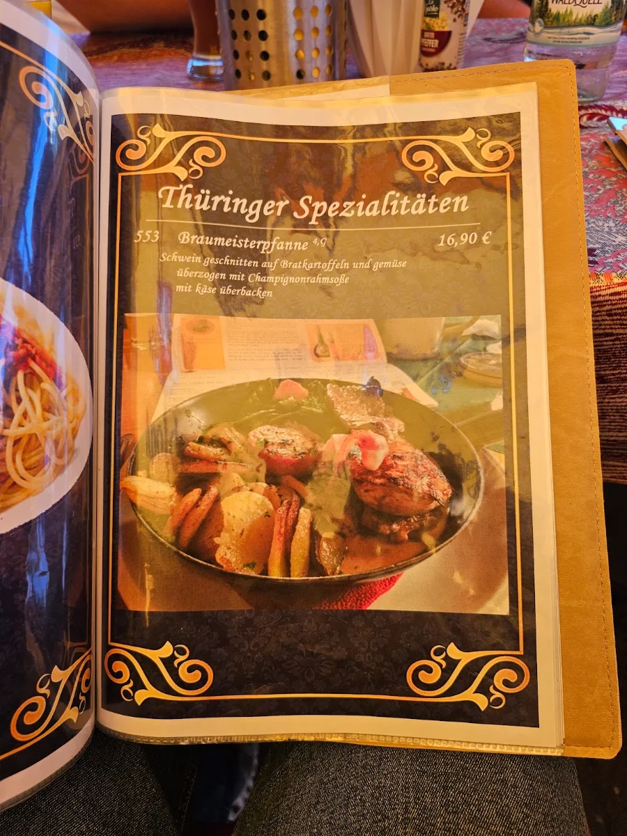 Speisekarte, Restaurant Auf der Burg