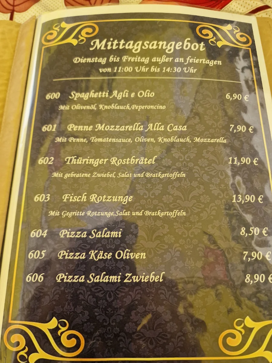 Speisekarte, Restaurant Auf der Burg