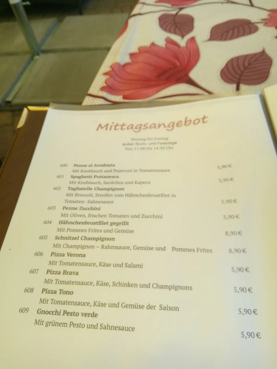 Speisekarte, Restaurant Auf der Burg