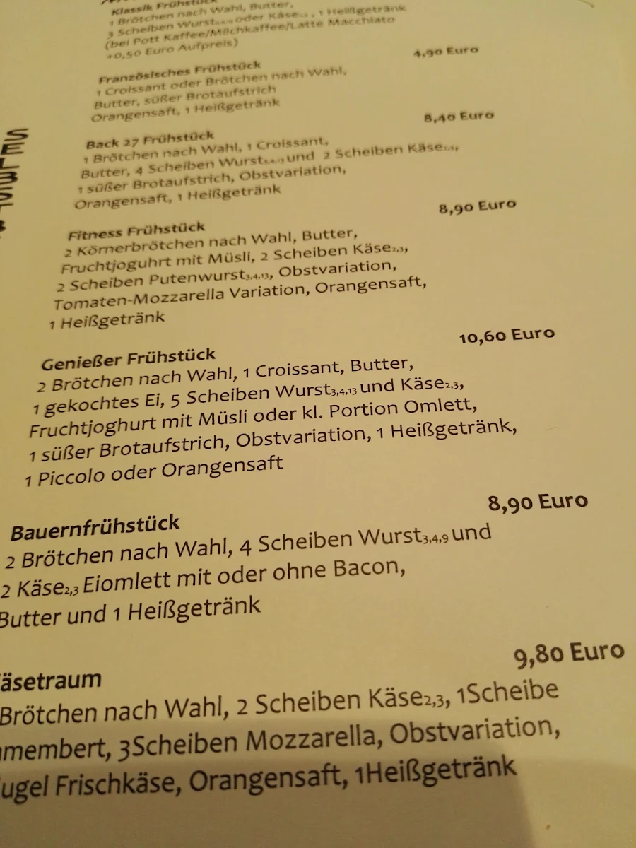 Speisekarte, Bäckerei und Café Englert
