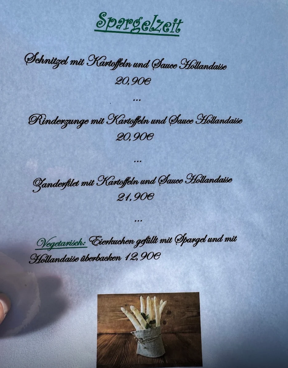 Speisekarte, Gartenheim Schreberfreunde