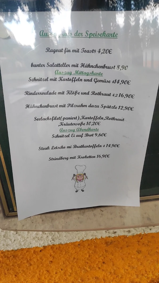 Speisekarte, Gartenheim Schreberfreunde