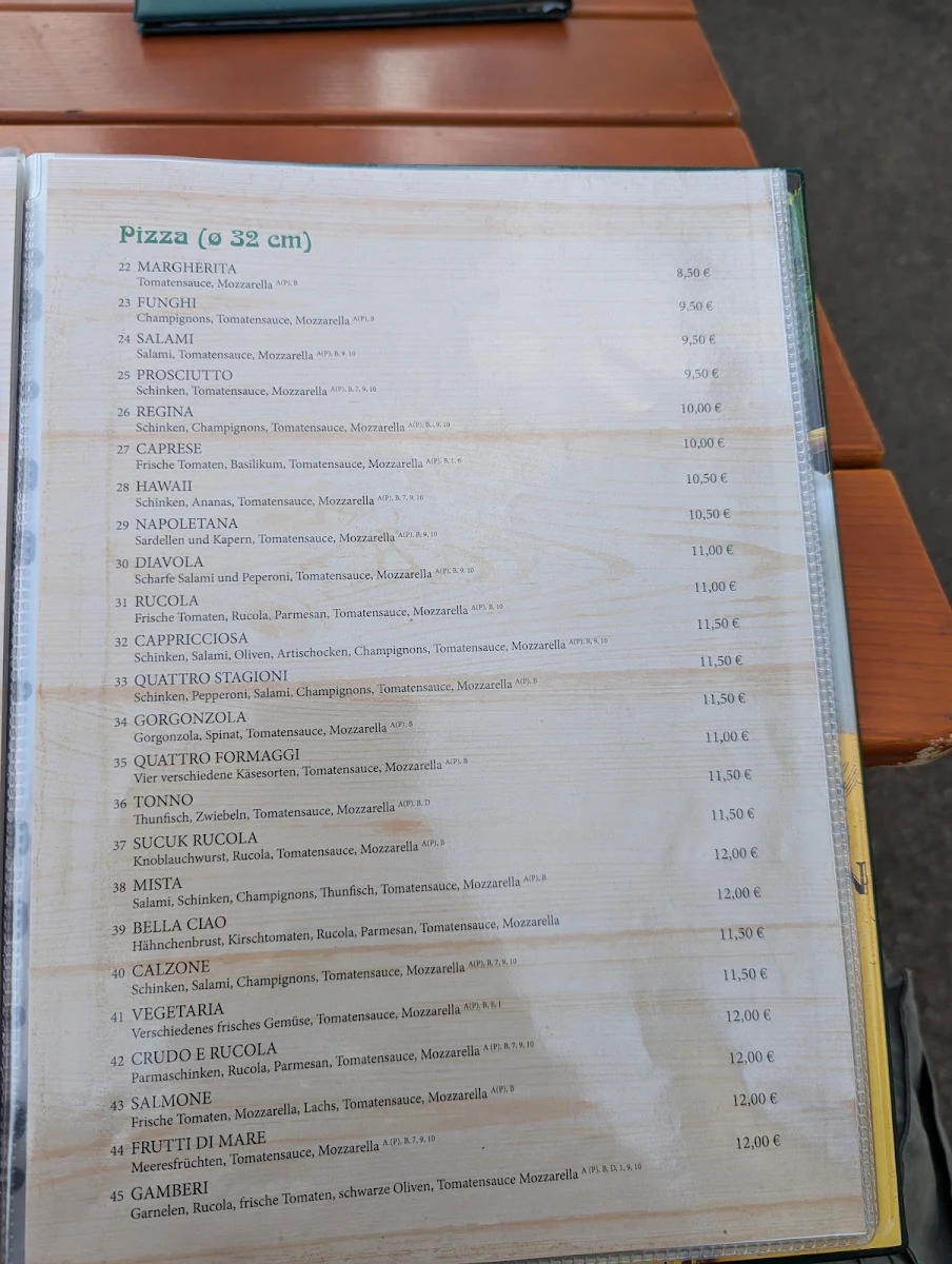 Speisekarte, Ristorante Pizzeria Bella Ciao