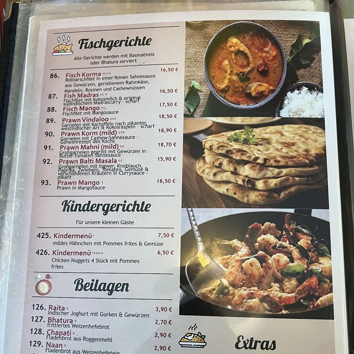 Speisekarte, Punjab Haus indisches Restaurant