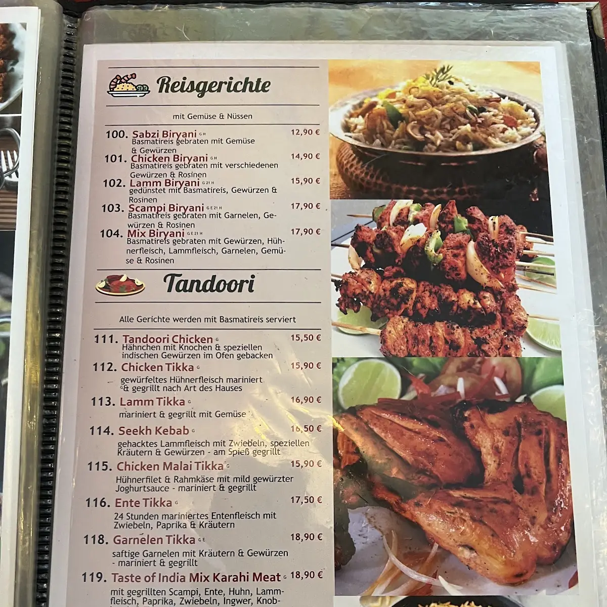 Speisekarte, Punjab Haus indisches Restaurant