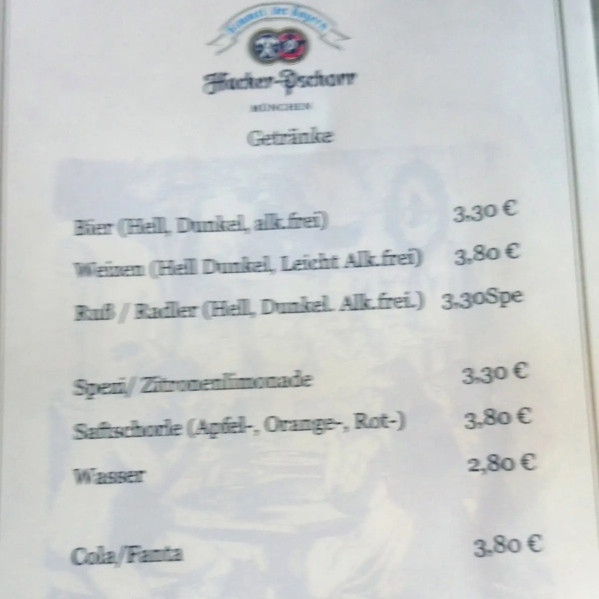 Speisekarte, Wetz Stoa Stubn