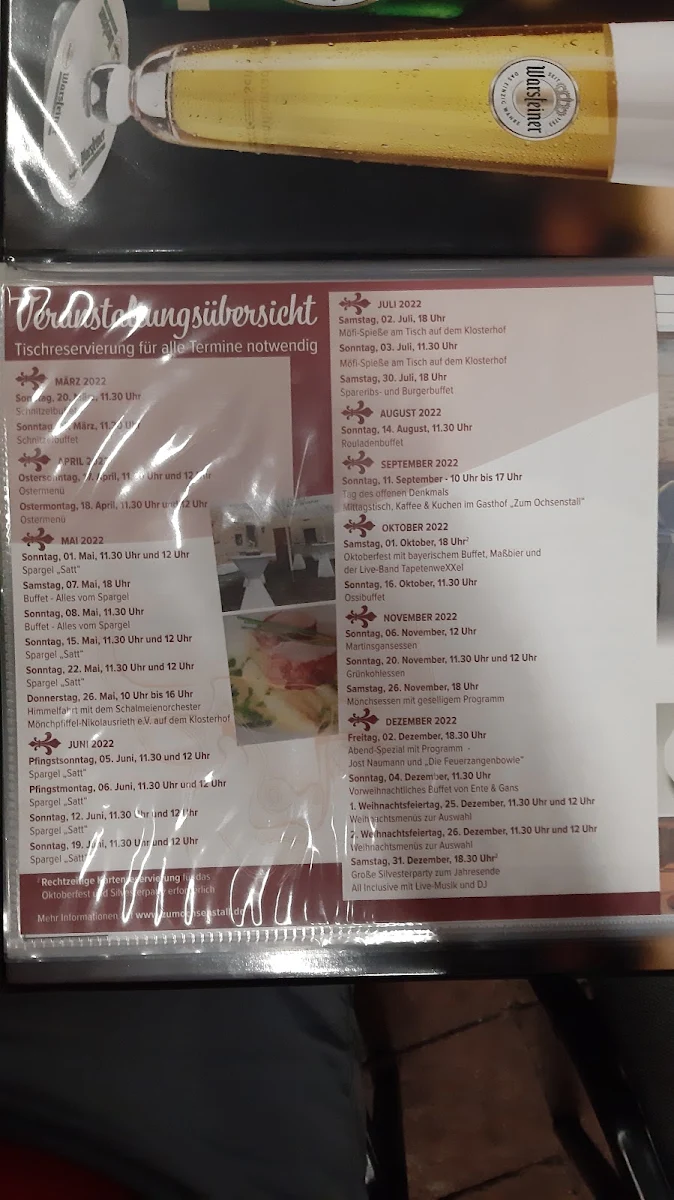 Speisekarte, Zum Ochsenstall