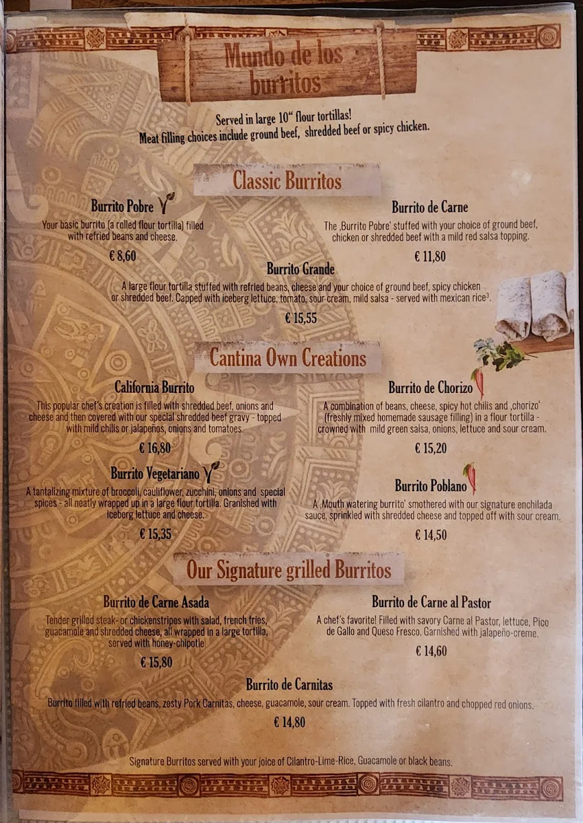 Speisekarte, Cantina Mexicana with Pick up Service