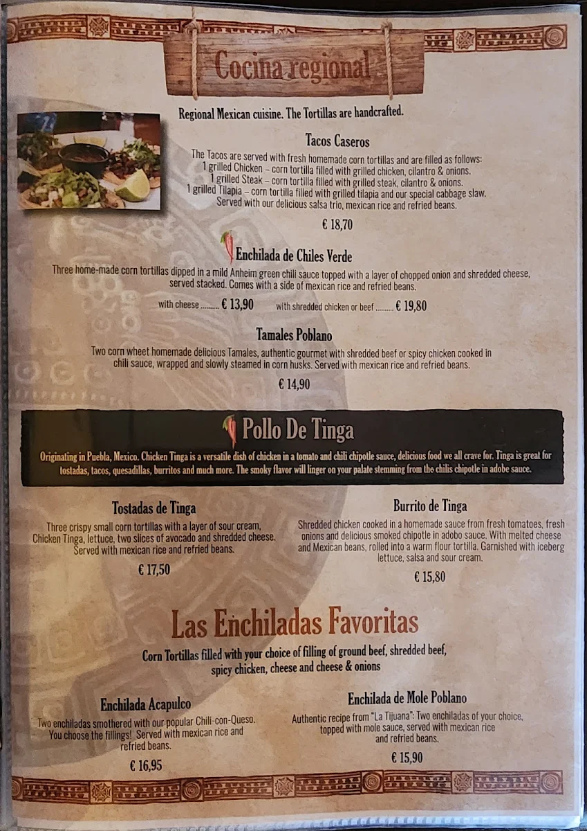 Speisekarte, Cantina Mexicana with Pick up Service