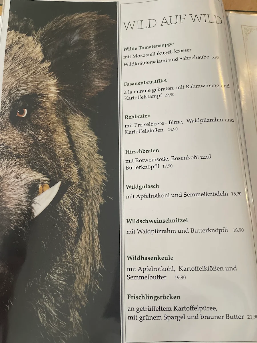 Speisekarte, Hotel & Restaurant Weisses Ross