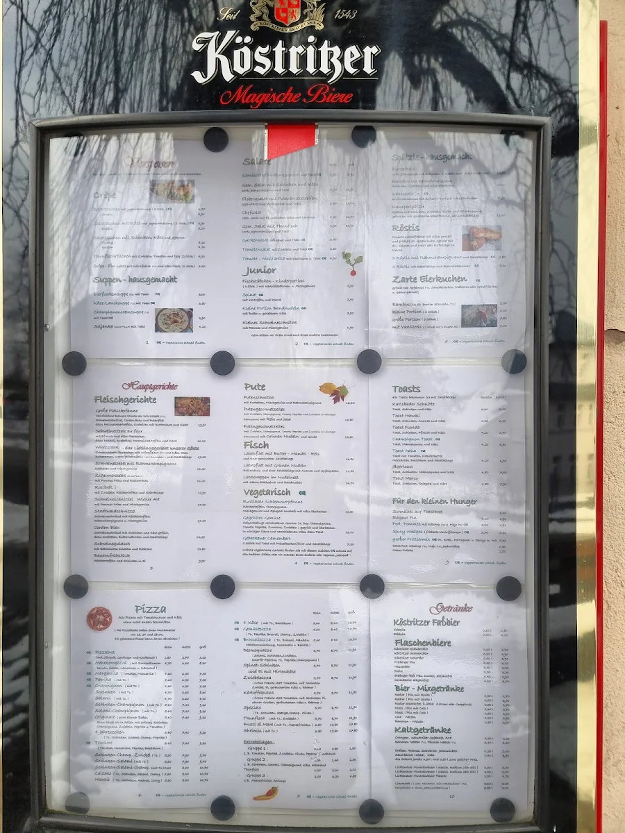 Speisekarte, Stadtcafe