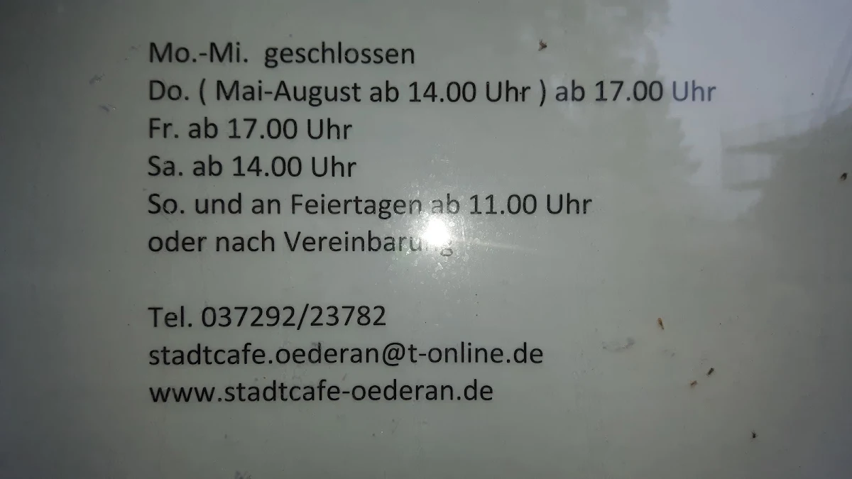 Speisekarte, Stadtcafe