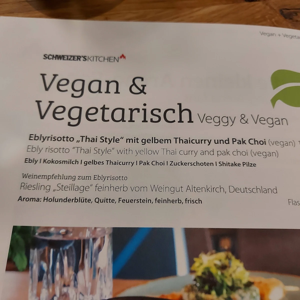 Speisekarte, Schweizer`s Kitchen