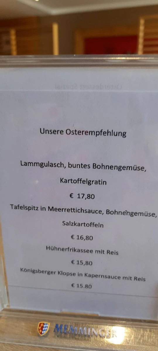 Speisekarte, die Post Hotel+Gasthof