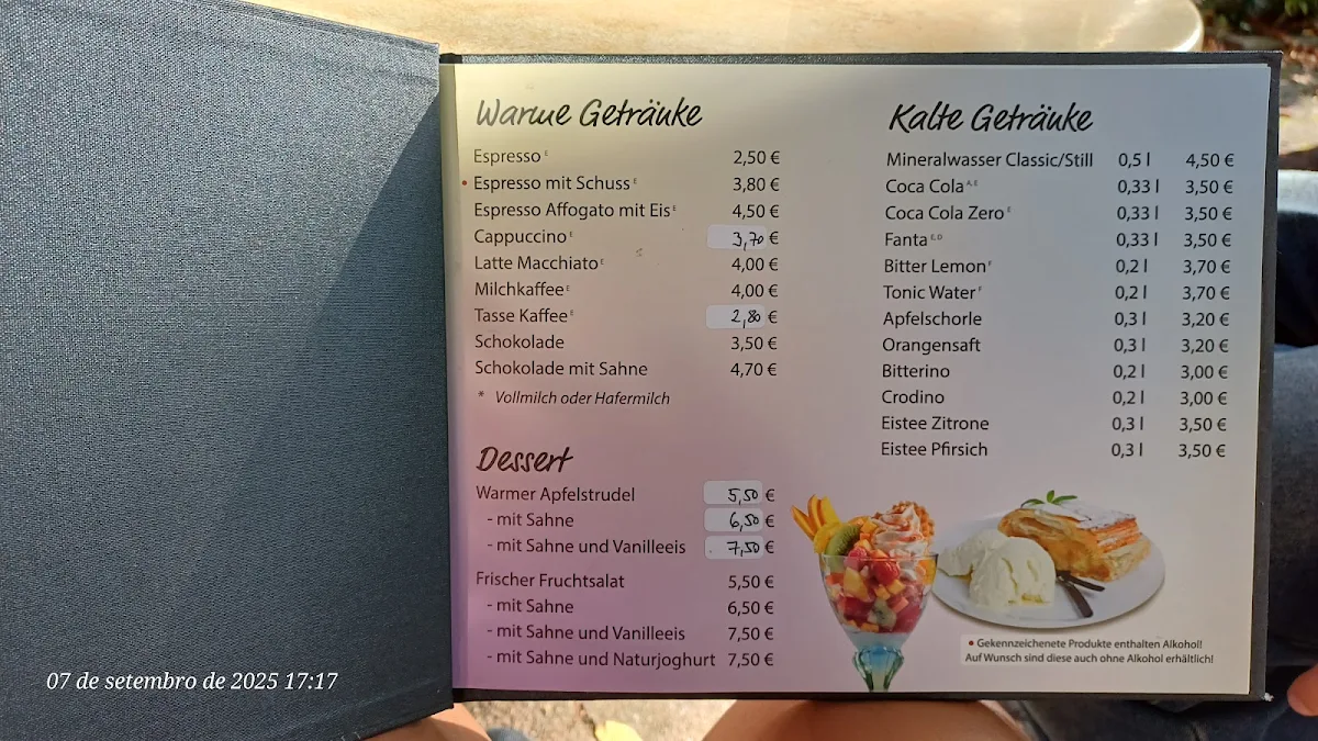 Speisekarte, Eiscafé Venezia