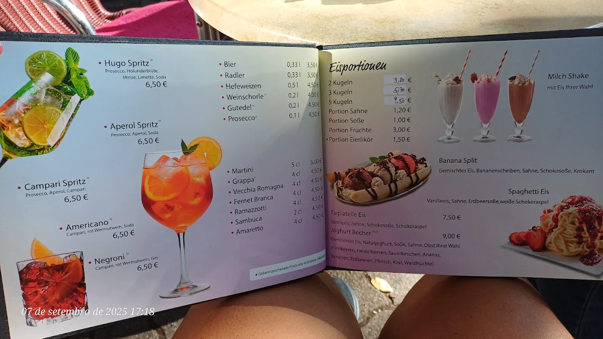 Speisekarte, Eiscafé Venezia