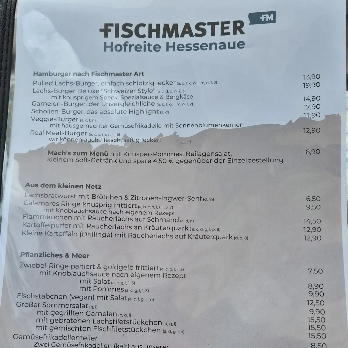Speisekarte, Hofreite Hessenaue - Hofladen, Biergarten, Restaurant - Fischmaster
