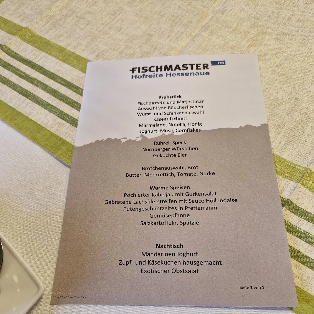 Speisekarte, Hofreite Hessenaue - Hofladen, Biergarten, Restaurant - Fischmaster