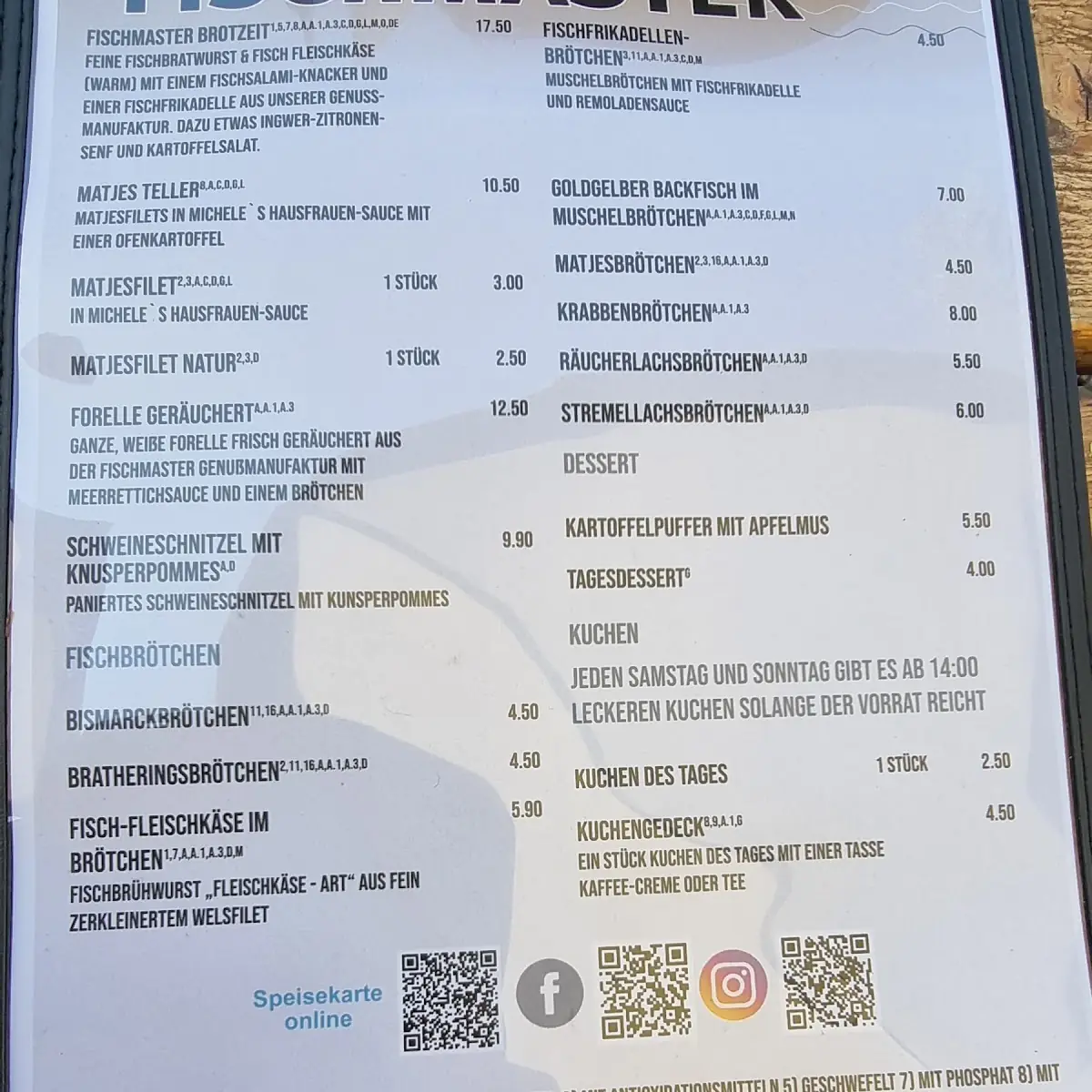 Speisekarte, Hofreite Hessenaue - Hofladen, Biergarten, Restaurant - Fischmaster