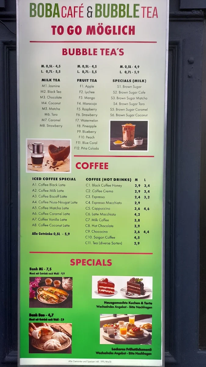 Speisekarte, Boba Café & Bubble Tea