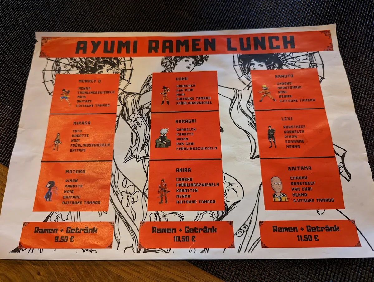 Speisekarte, Ayumi Ramen Factory