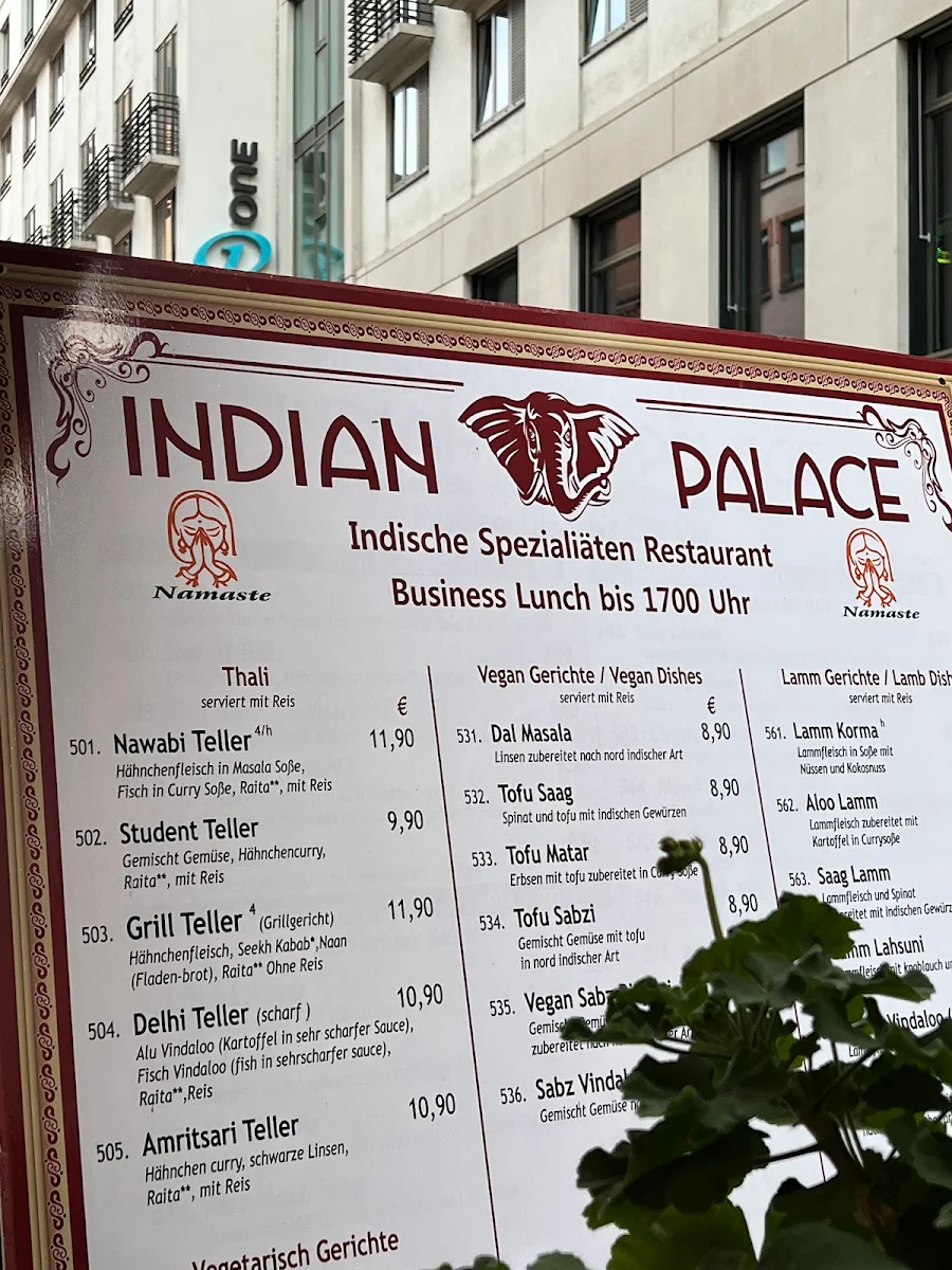 Speisekarte, Indian Palace