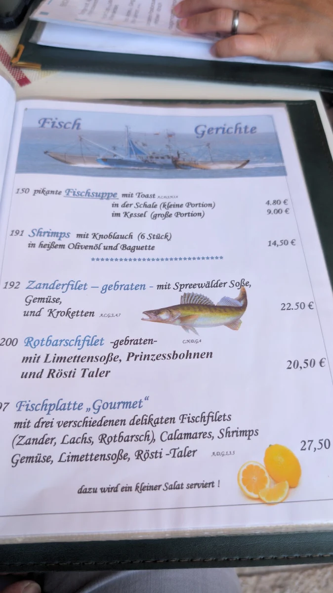 Speisekarte, Café Am See