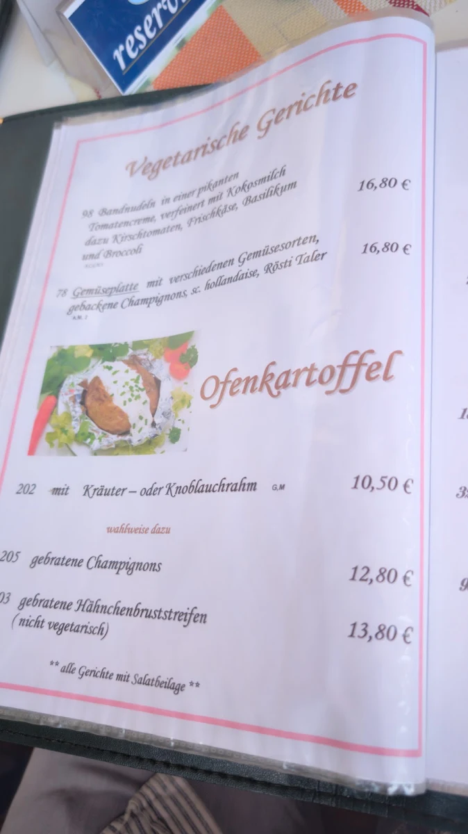 Speisekarte, Café Am See