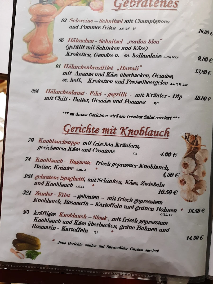 Speisekarte, Café Am See