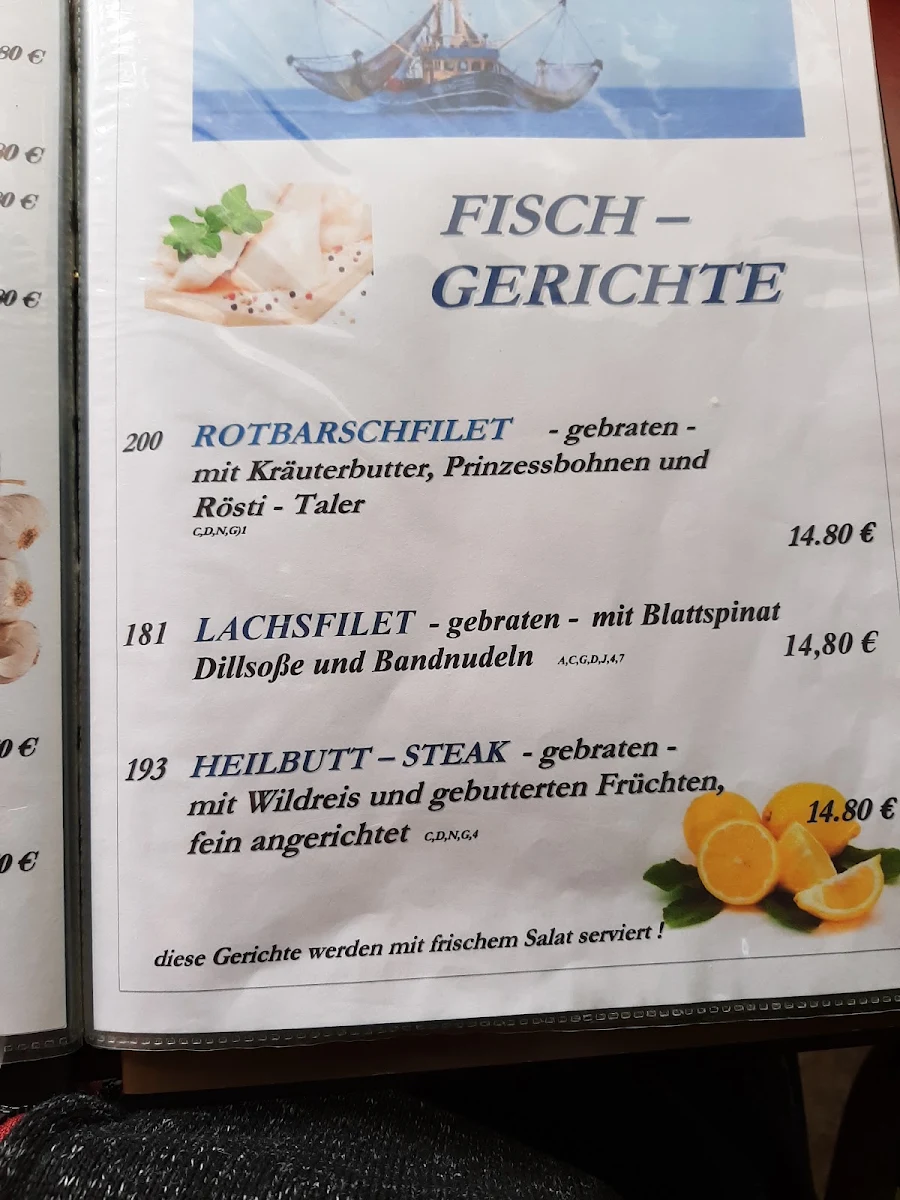 Speisekarte, Café Am See