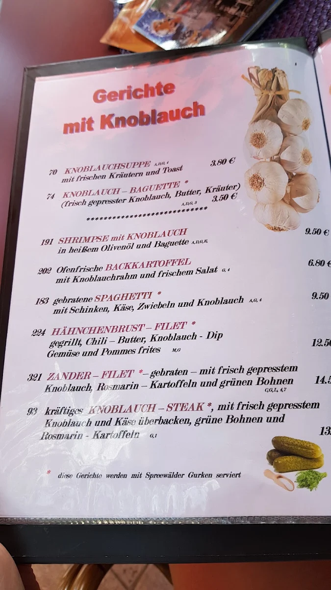 Speisekarte, Café Am See
