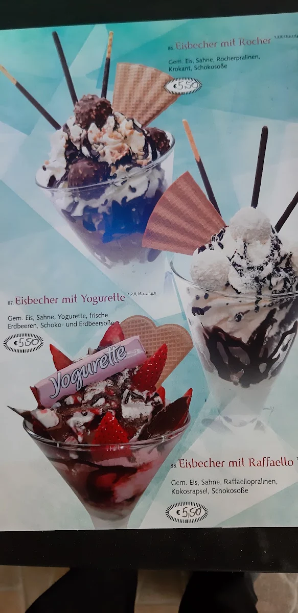 Speisekarte, Eiskaffee Bar PIAZZA