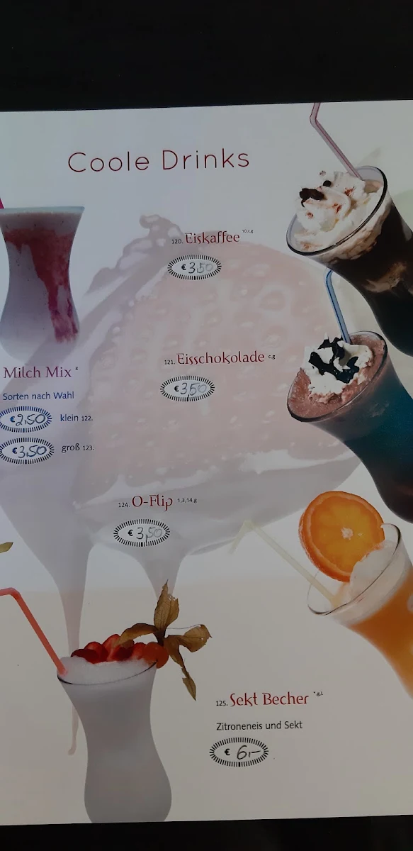 Speisekarte, Eiskaffee Bar PIAZZA