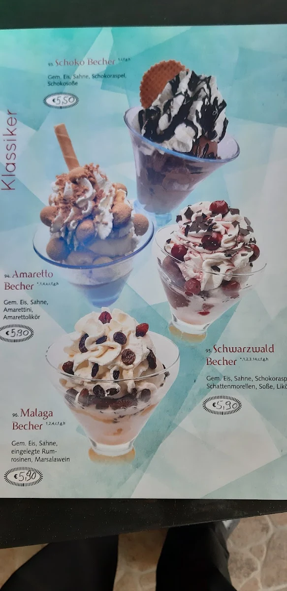 Speisekarte, Eiskaffee Bar PIAZZA