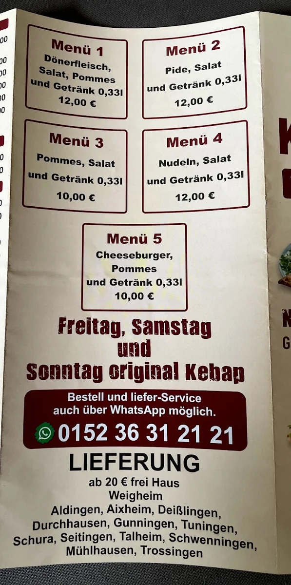 Speisekarte, Kim Kebap