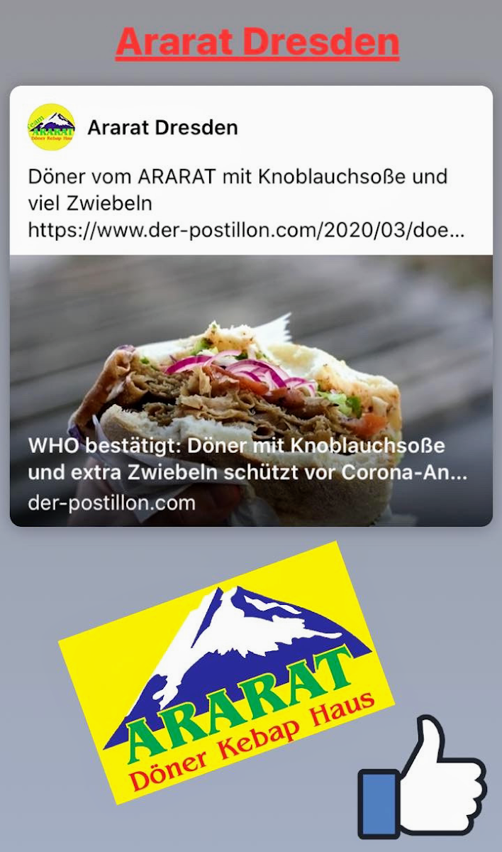 Speisekarte, Ararat Dönerhaus
