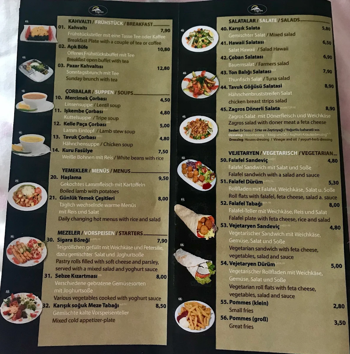 Speisekarte, Zagros Dorger Restaurant - Offenbach am Main