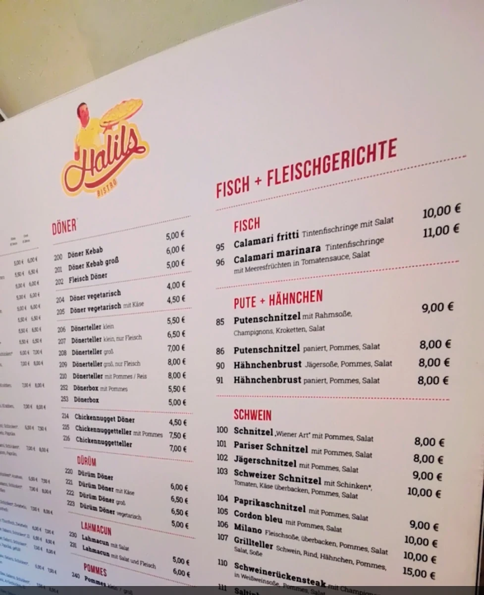 Speisekarte, Halils Bistro