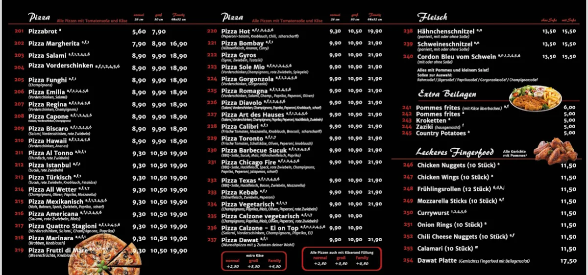 Speisekarte, Dawat Indian Restaurant