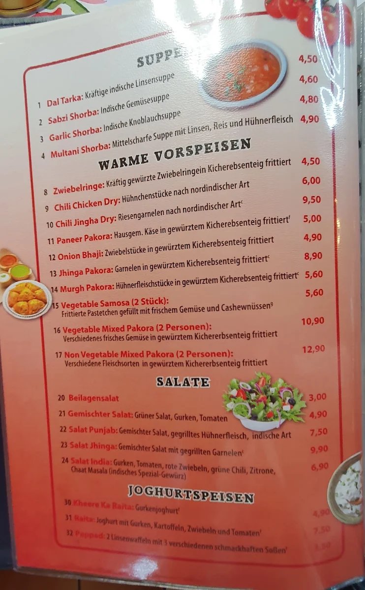 Speisekarte, Dawat Indian Restaurant