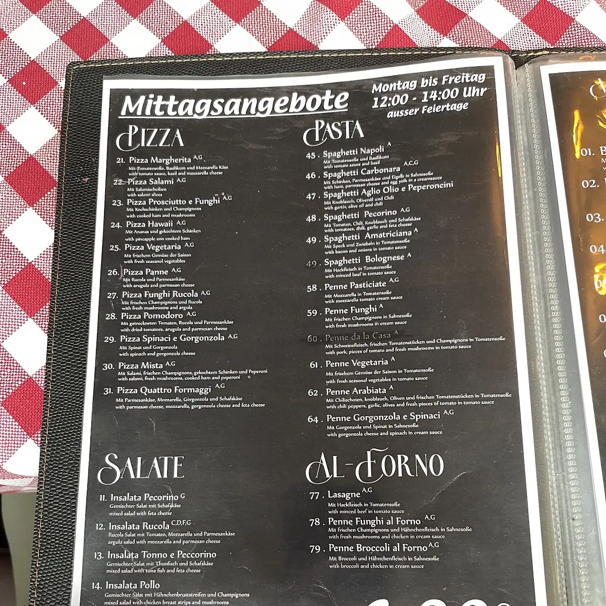 Speisekarte, La Cantina