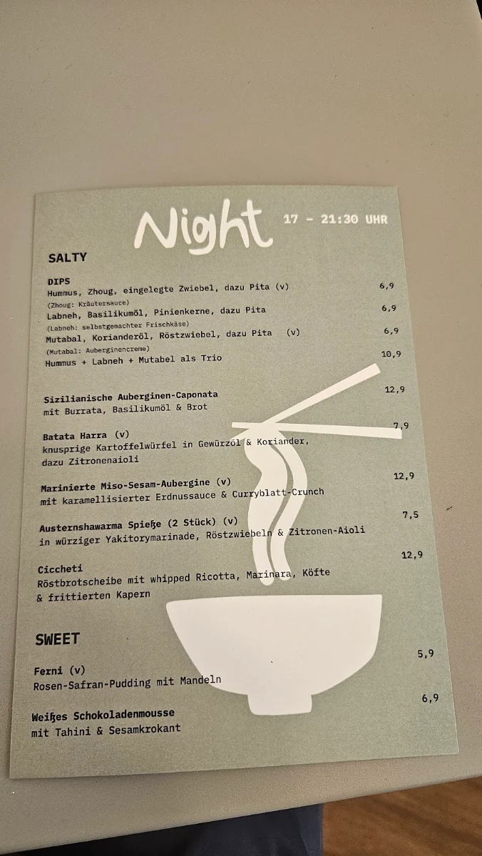 Speisekarte, Café Flora