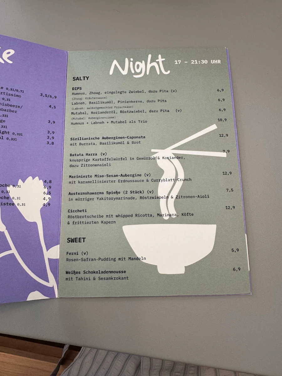 Speisekarte, Café Flora