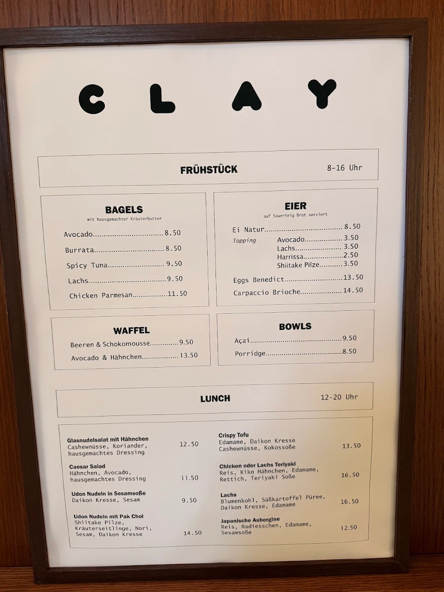 Speisekarte, Clay
