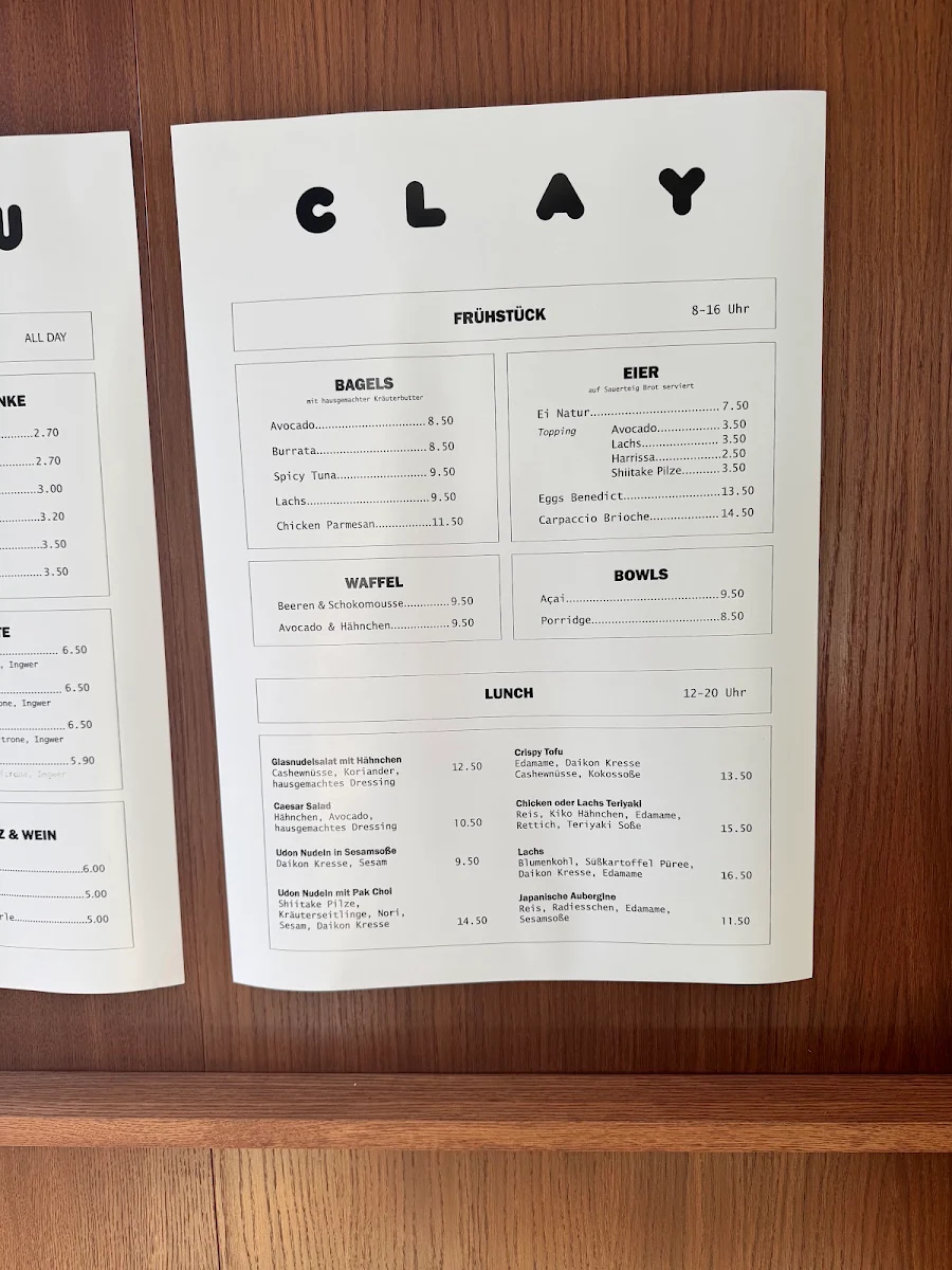 Speisekarte, Clay