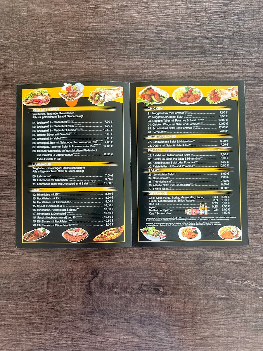 Speisekarte, Ali Baba Döner&Pizza Nattheim