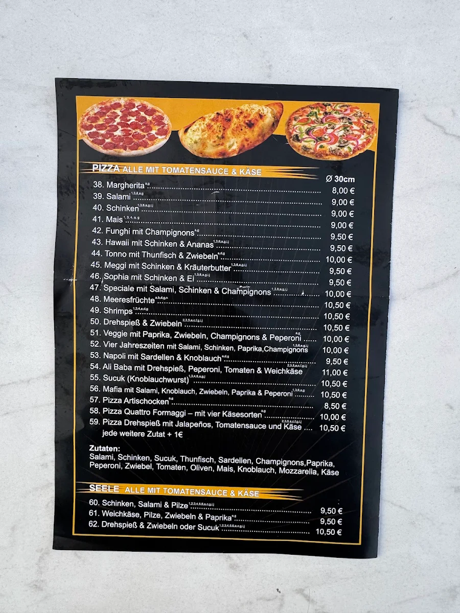 Speisekarte, Ali Baba Döner&Pizza Nattheim